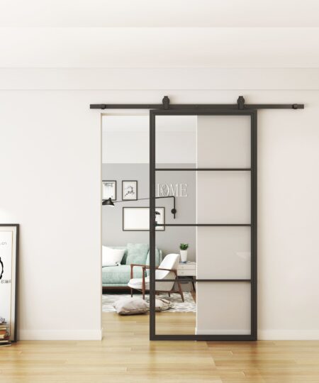 zwart stalen loftdeur 4 vlaks